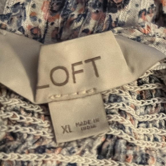 LOFT‎ smocked off the shoulder floral print crinkled fabric short sleeves too XL - Picture 5 of 7